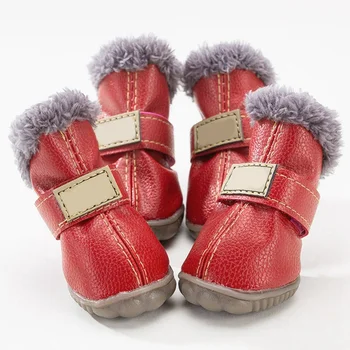 

4PCS Sets Pet Dog Shoes Winter Super Warm Dogs Boots Cotton Anti Slip Shoes For Chihuahua Teddy Pug Puppy Pet Product Waterproof