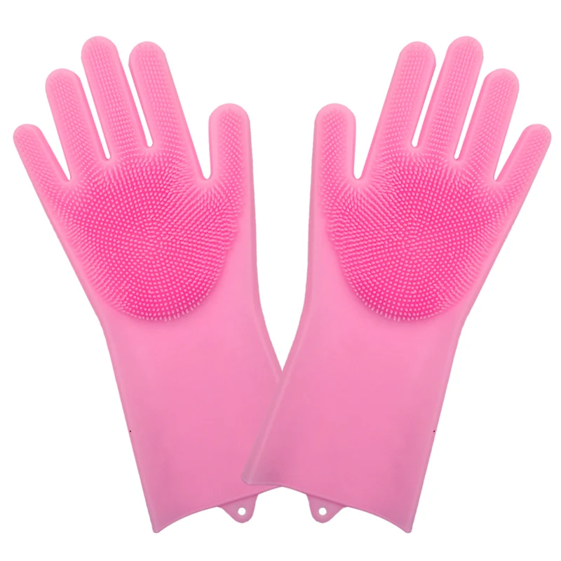 A pair Rubber Kitchen Dishwashing Gloves Cleaning Dish Fruit Washing Gloves For Kitchen Household Car Pet Glove FDA One Size