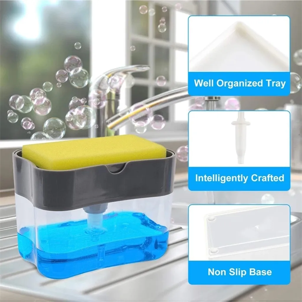 2-в-1 губка для мыла диспенсер для мыла и губка Caddy ванная комната органайзер для мыла для мытья посуды кухонные чистящие инструменты