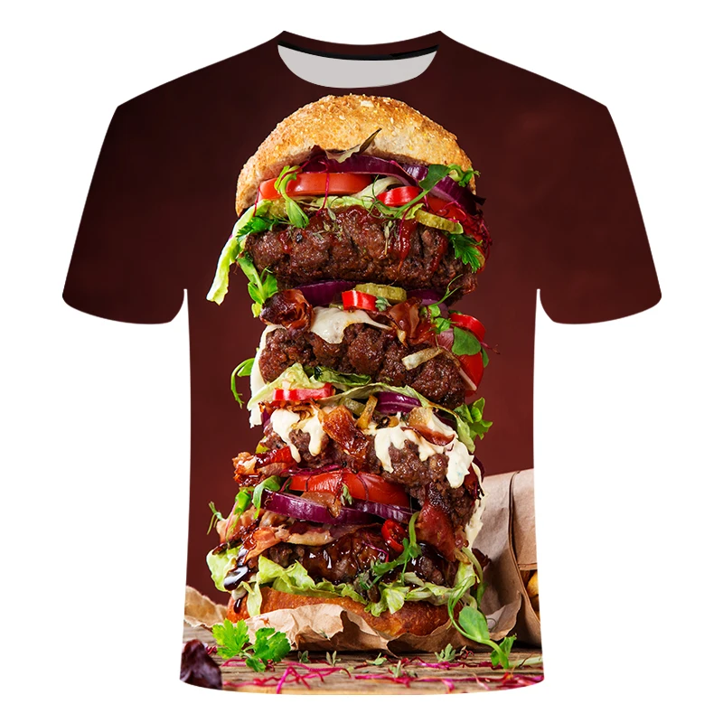 

2019 Newst 3D t shirt men's beer/burger/poker hip hop O collar short-sleeved men's/women's t-shirts Tshirt tops Dropshipping