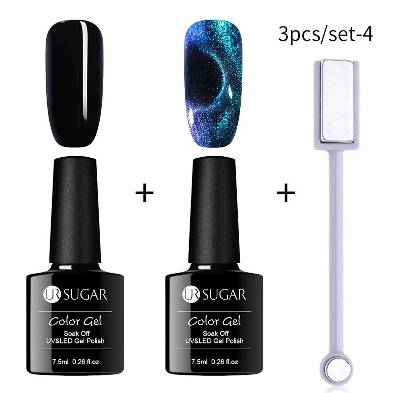 3pcs laser4 Ur Sugar 3 шт 9D Galaxy Гель-лак для ногтей с эффектом «кошачий глаз» набор Хамелеон для использования с магнитом замочить от УФ/светодиодный лак для ногтей Полупостоянный Маникюр гель лак - Color: 3pcs laser4
