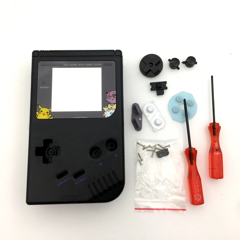 Для Gameboy игровой мальчик оригинальная консоль полный Чехол, Корпус Замена для Nintendo Gameboy классический для GBO консоли - Цвет: Черный
