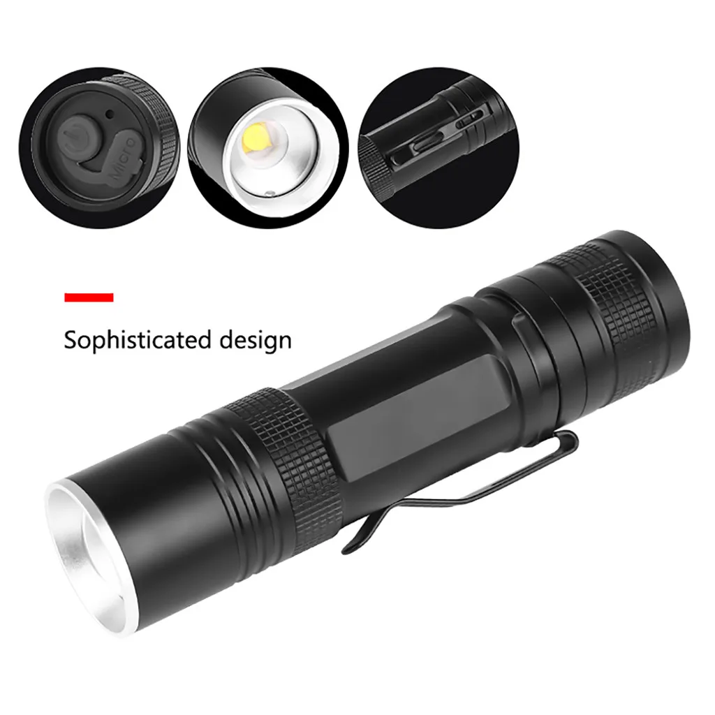 Outdoor Hiking Lantern Mini Flashlight USB LED Torch Use 18650/26650 Battery Bright Lamp XHP50 Flashlight Zoomable LED Lamp