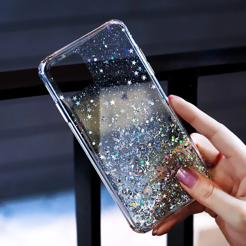 Luxury Bling Glitter Phone Case For iPhone 11 Pro X XS Max XR Soft Silicon TPU Cover 7 8 6 6S Plus Transparent Cases | Мобильные