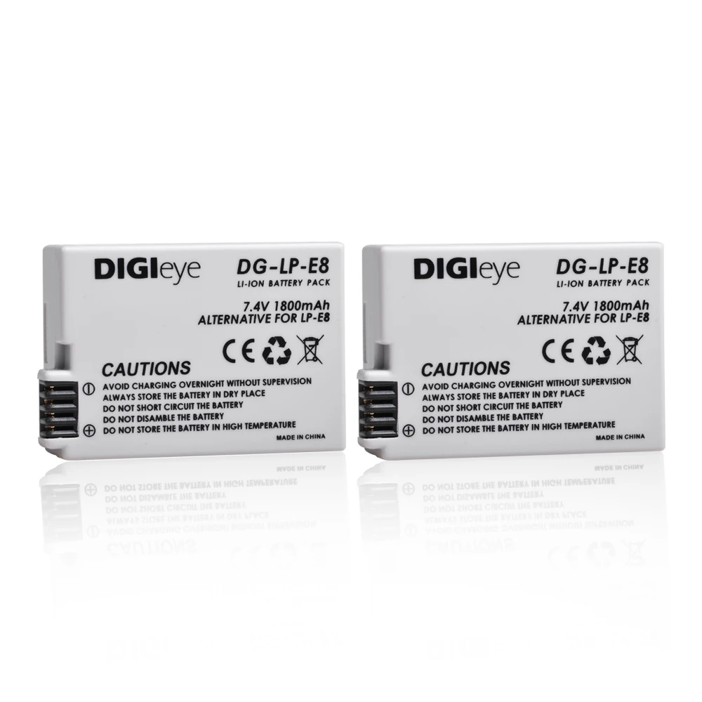 

2 батареи LP-E8 LP E8 емкостью 1800 мАч, совместимые с Canon Rebel T2i, T3i, T4i, T5i, 550D, 600D, 650D, 700D, Kiss X4, X5, X6, X6i