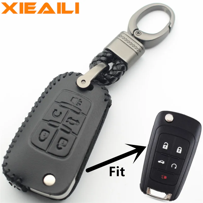 Раскладной чехол для ключа XIEAILI из натуральной кожи с 5 кнопками Chevrolet