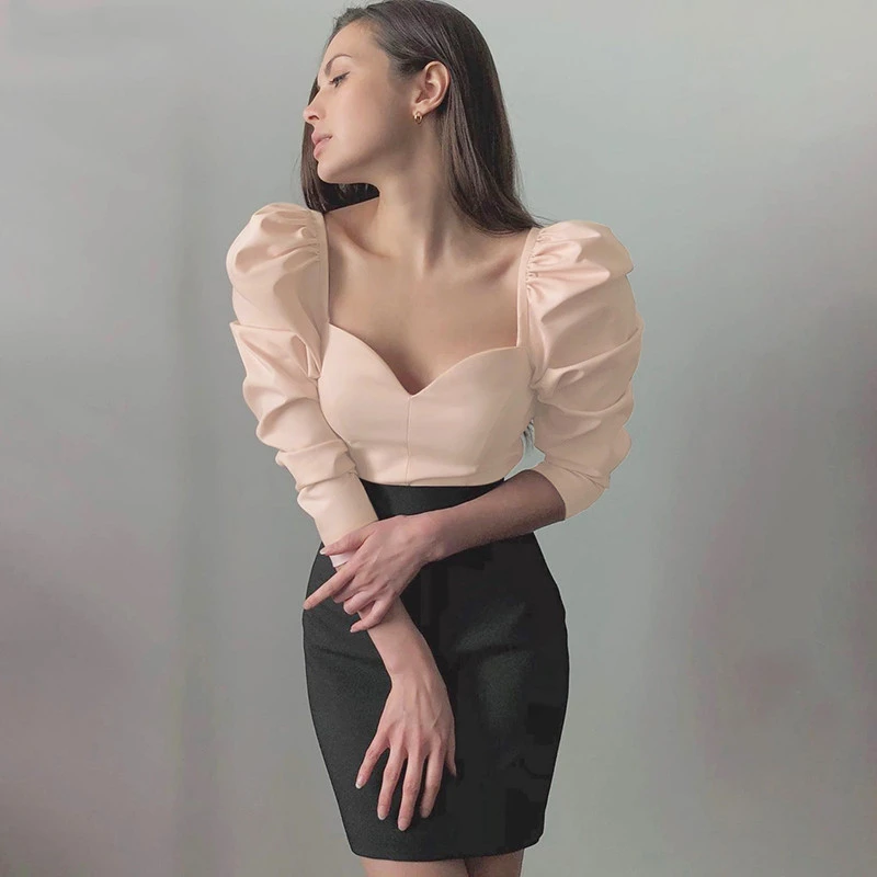 TITAME женская блузка рубашка корейский 2019 осень сплошной Цвет в винтажном стиле