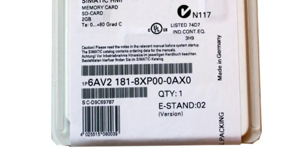 PLC безопасная цифровая карта памяти 2 Гб 6AV2181-8XP00-0AX0 sd-карта