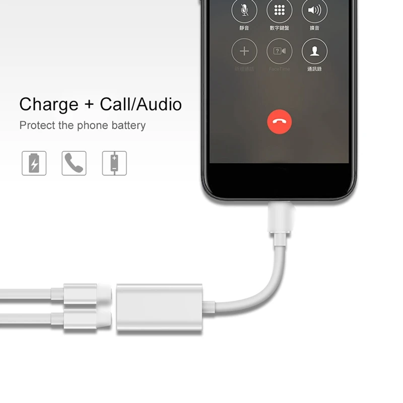 2 в 1 аудио кабель адаптер для iPhone 7 8 Plus для Apple интерфейс для наушников Разветвитель USB аудио адаптер зарядка/музыка/звонок(wh