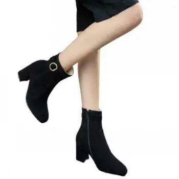 

Women Punk Chunky Heel Round Toe Zipper Casual Motor Outdoor Ankle Boots