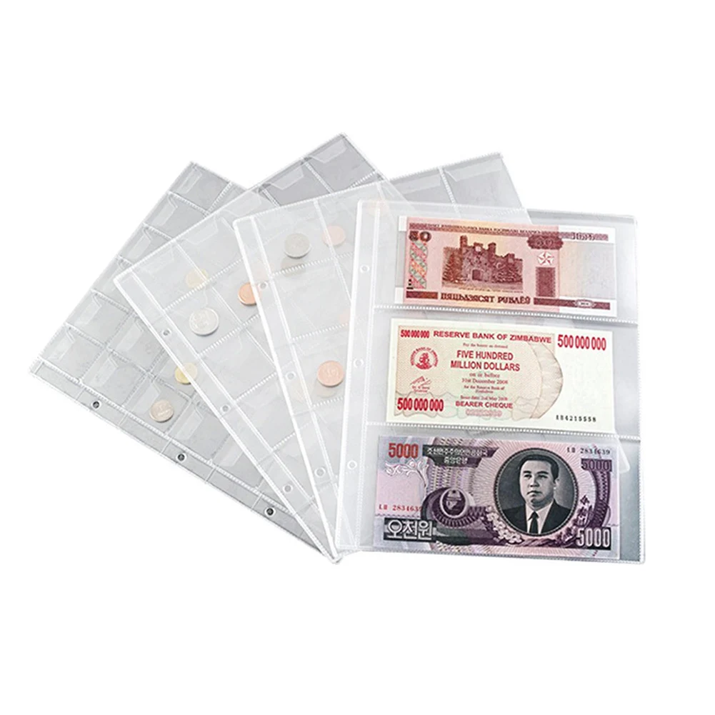5 шт. 3 кармана страницы бумага деньги Альбом штампы банкнот хранения Защитный слот