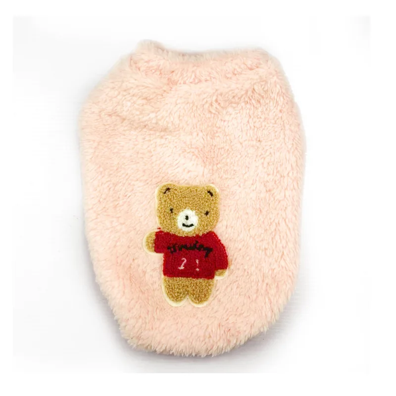 pink Одежда для осени и зимы, Одежда для питомцев, кошек, утепленная, сохраняет тепло и модная, однотонная жилетка с медведем, Одежда для питомцев, кошек - Цвет: pink