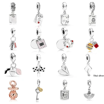 

Fashion 925 Silver Love Pacifier Rose, Retro Fan Love, Note Finishing Line, Birthday Greetings Graduation Pendant Jewelry Gift