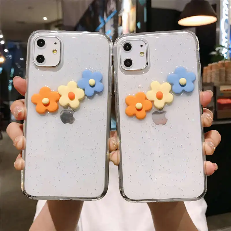 3D Flowers Glitter Bling Soft Case For Huawei P20 P30 P40 Pro Cover Y9 Prime 2019 Mate 20 30 9X Nova 5 5i 6se Honor V30 | Мобильные