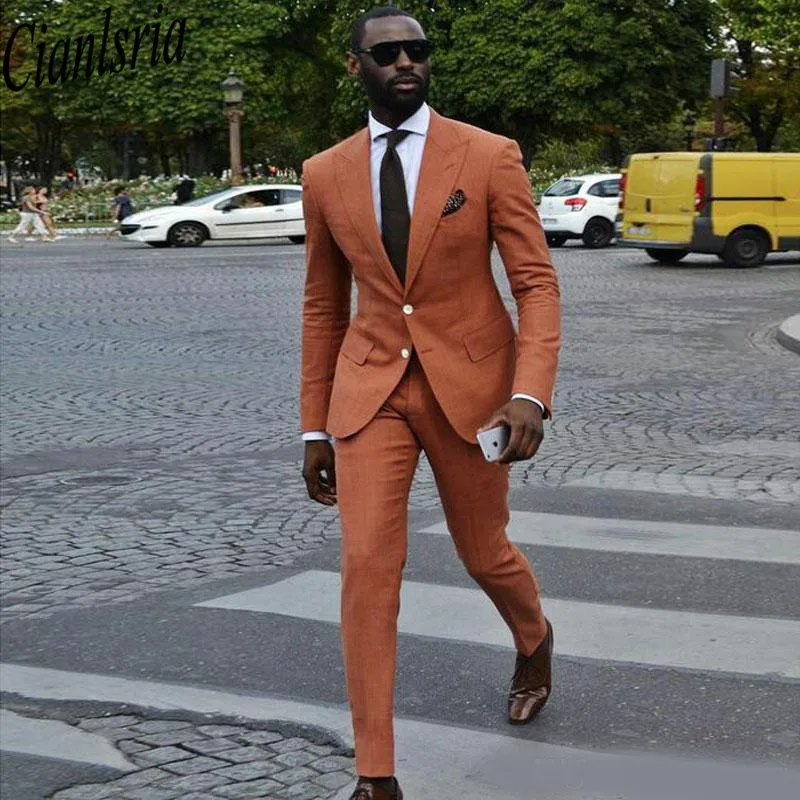 handsome-orange-slim-fit-mens-suits-peaked