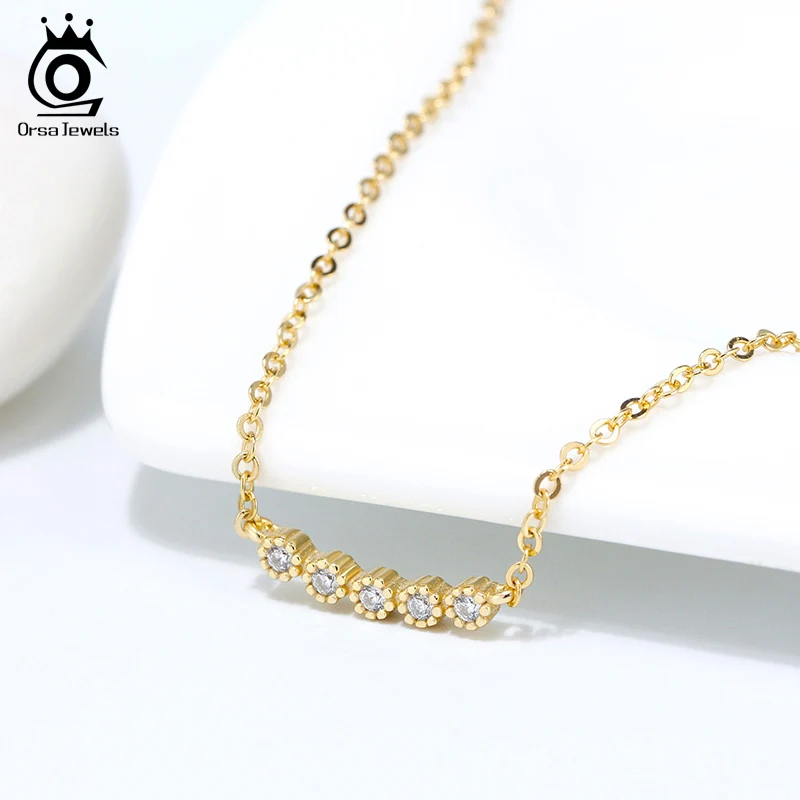 ORSA JEWELS подлинное 925 ожерелье с подвеской в виде цветка из стерлингового серебра AAAA Циркон простое милое ожерелье Настоящее ювелирное изделие SN181
