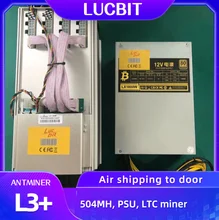 LUCBIT Asic כורה משמש Bitmin Antminer L3 + l3 בתוספת 504MH עם PSU Litecoin כריית מכונת ביטוח סיעודי|Block Chin/Miner|  