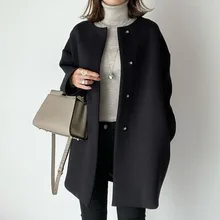 

Woolen Coat Women New Autumn/winter Korean Style Popular Korean Style Thin All-match Overcoat Ladies Clothes Temperament Outwear