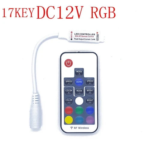 Одиночный rgb-светодиодный пульт управления DC 12V 24key Box 44key 11 клавиш 17key мини Регулятор освещенности с дистанционным управлением для SMD 3528 5050 2835 Светодиодные полосы света - Цвет: 17KEY RGB