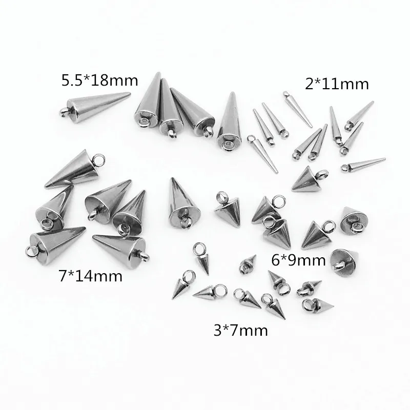 Stainless Steel Jewelry Charms 20pcs/lot Cone Shape Solid For DIY Necklace Jewelry Making Craft
