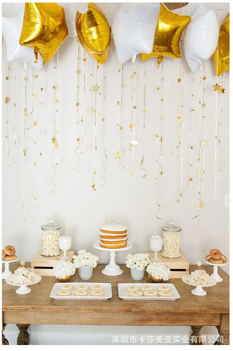4M Gold Silver Paper Mirror Star Banner Christmas Ornaments Decoration For Home Christmas Tree Garland Decorations New Year
