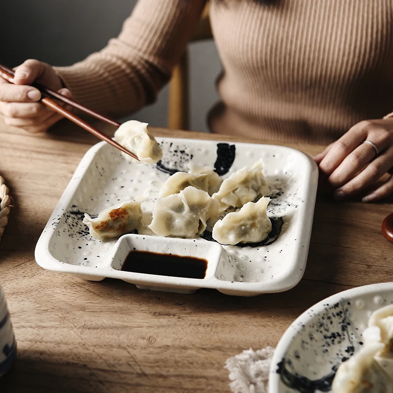Японские обеденные тарелки, керамическая посуда, суши тарелка для пельменей с соусом, уксусом, блюдо, домашний декор, Рождественская тарелка, десертный поднос