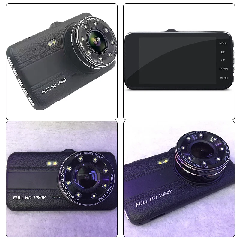 Черный 4 дюйма Lcd Dash Cam вождения Регистраторы видеорегистратор с двойной Камера
