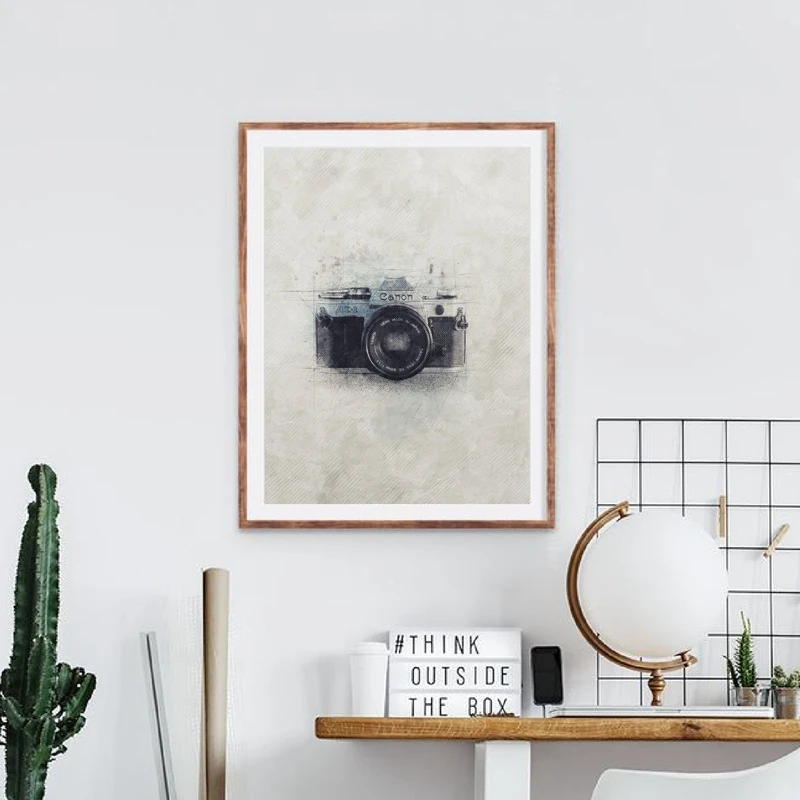 Canon камера холст художественный плакатный принт подарок фотографа, винтажная Акварельная картина ручной работы фотостудия Настенный декор