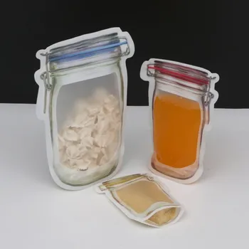 

3Pc Liquid Packaging Bag Juice Beverage Bags Reusable Mason jar Bag Portable Sealed Food Storage Bag Ziplock Bag Kitchen Gadgets