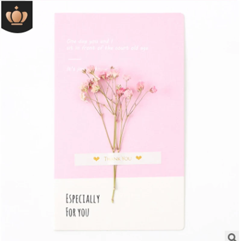 Creative Dried Flower Folding Small Card Birthday Blessing Thanksgiving Teacher's Day Greeting Card Postcard Wedding Invitation