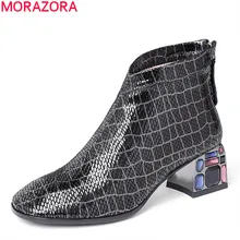 MORAZORA; Новое поступление года; ботильоны из овечьей кожи; женская обувь на среднем каблуке с квадратным носком; высококачественные осенне-зимние женские ботинки; большие размеры