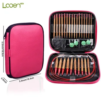 

Hot Sale Interchangeable Circular Knitting Needle Set 26pcs Carbonized Bamboo Crochet Needles Hooks Weave Tools For Any Yarns