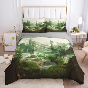 

3D Duvet Cover Sets Bedding Sets Comforter Cover and Pillow Shams King Queen Full Double Size Landscape Design Custom Bed Linens