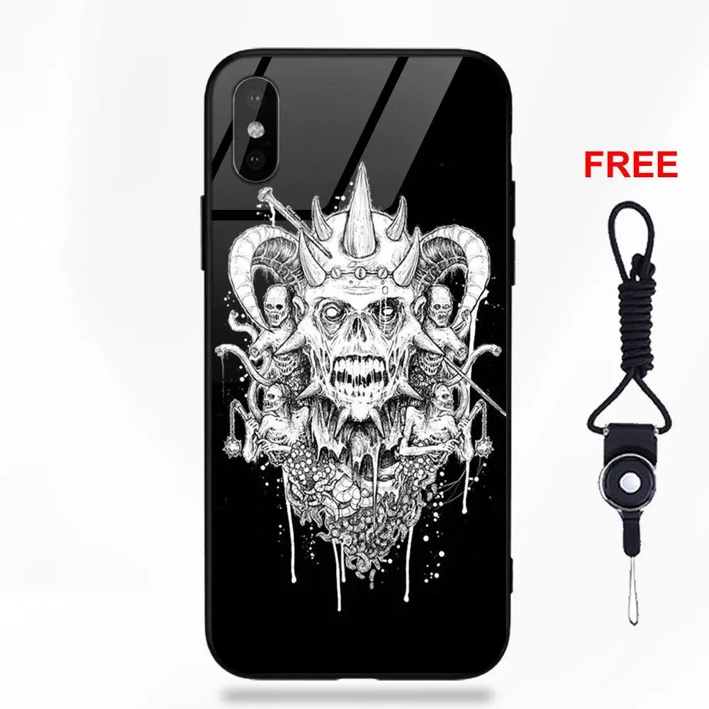 as picture Мягкий ТПУ чехол+ чехол для телефона из закаленного стекла для Apple iPhone 5 5C 5S SE 6 6S 7 8 Plus X XS Max XR сатана пентаграмма оккультная злая логотип - Цвет: as picture