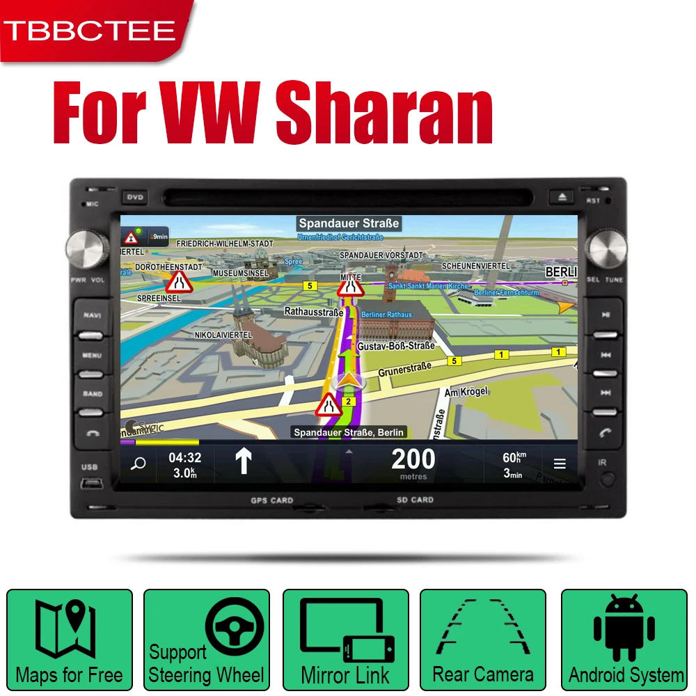 TBBCTEE Android 2 Din автомобильное радио, dvd для volkswagen sharan 2000~ 2004 автомобильный мультимедийный плеер gps навигационная система Радио стерео
