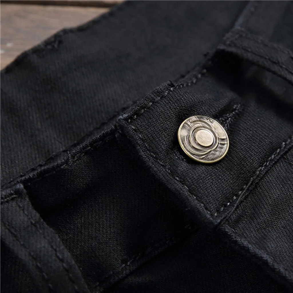 KLV Men Cool Designer Brand Jeans Skinny Ripped Hole Slim Fit Hip Hop Pants Jeans Trousers Sweatpants Streetwear hot 9729