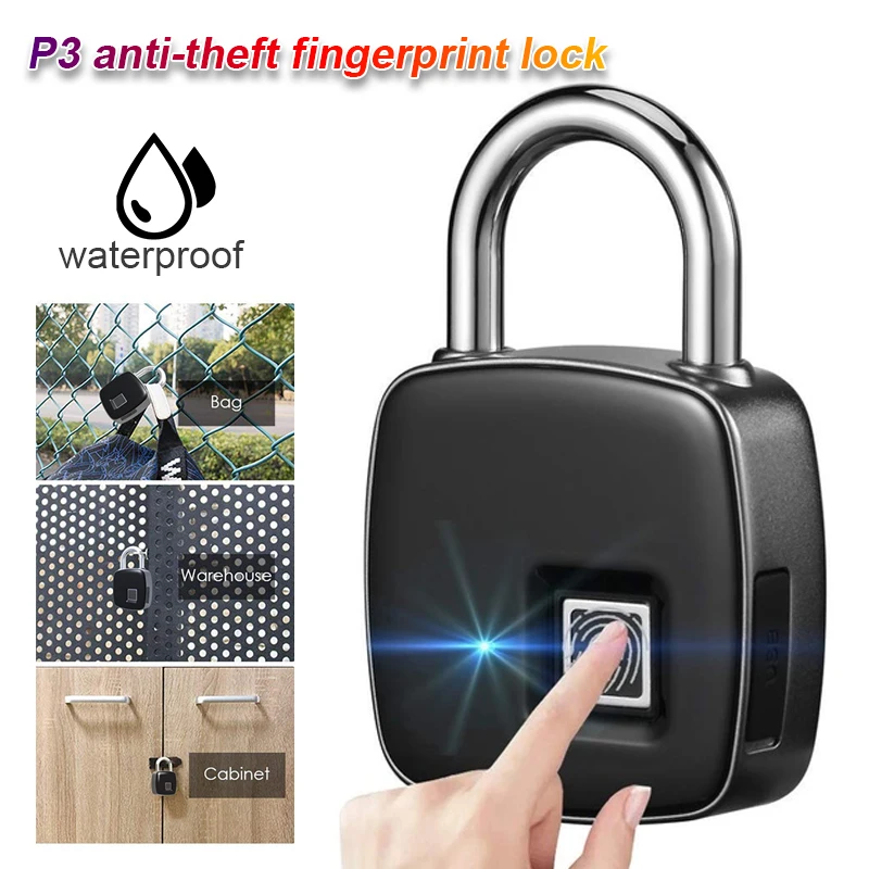 

New Smart Lock Keyless Fingerprint Lock IP65 Waterproof cerradura inteligente Anti-Theft Security Padlock Door Luggage Case Lock