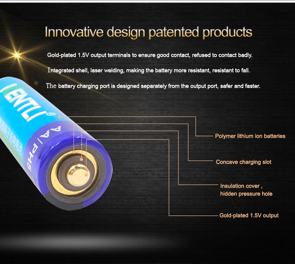 KENTLI 3000mWh AA батарея 1,5 V AA Аккумуляторная Батарея литиевая полимерная батарея+ usb зарядное устройство
