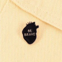 Черные эмалированные значки в стиле панк с надписью BE BRAVE|Броши|