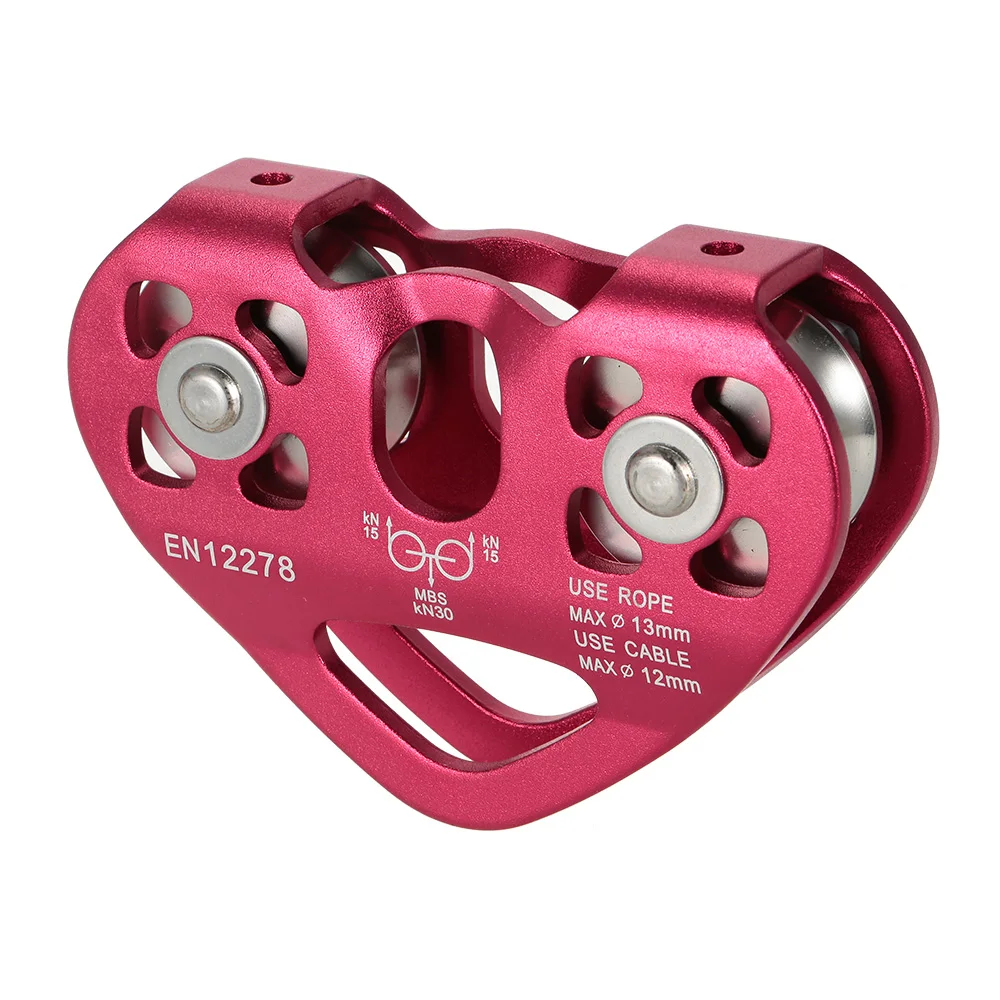 30kN Outdoor Rock Climbing Rescue Dual Pulley Zip Line Pulley Aluminum Magnesium Alloy Climbing Gear Hammock Hanging Device 30kN Outdoor Rock Climbing Rescue Dual Pulley Zip Line Pulley Aluminum Magnesium Alloy Climbing Gear Hammock Hanging Device
