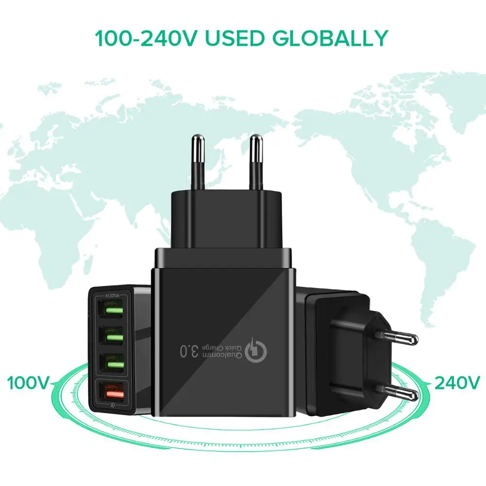 GOOJODOQ 3.1A Быстрая зарядка 3,0 USB настенное зарядное устройство 4 порта быстрое зарядное устройство QC3.0 для samsung Xiaomi iPhone huawei зарядное устройство для мобильного телефона