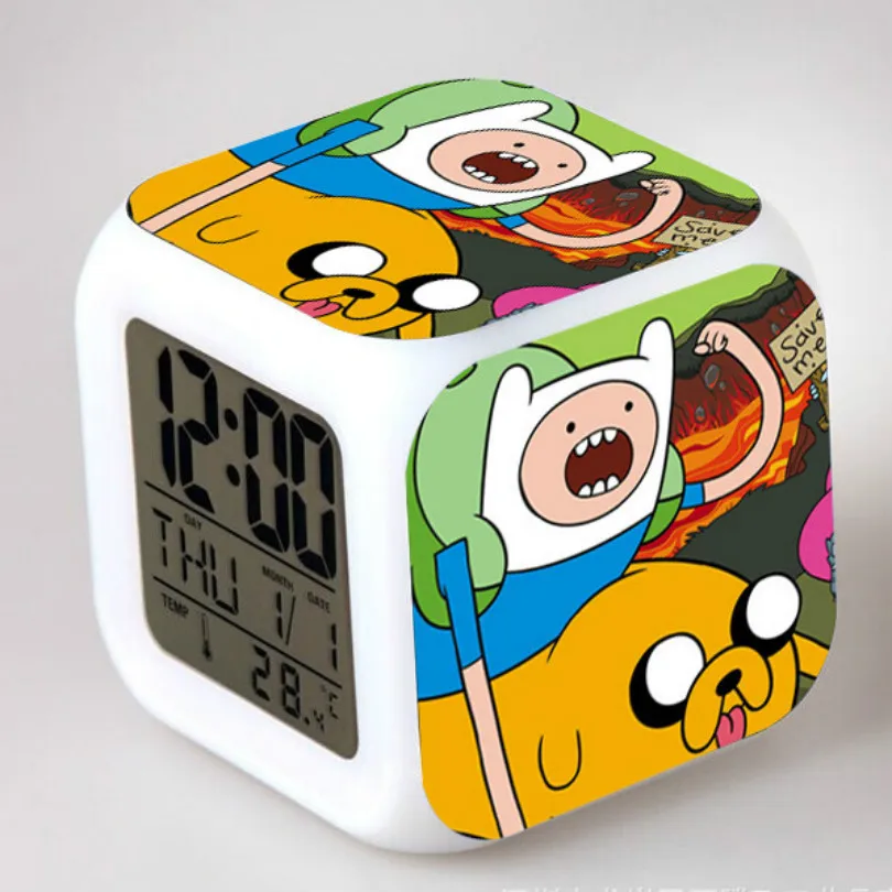 Venda quente 7 cores flash mudando brinquedos crianças despertador dos desenhos animados reloj digital led colorido quarto luz da noite relógios