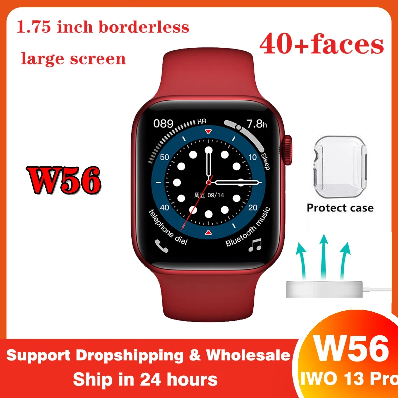 2021 IWO 13 Pro W56 Smart Watch Wireless Charg 44mm 40mm Women Men 1.75 Inch IP68 ECG Bluetooth Call SmartWatch for IOS Android
