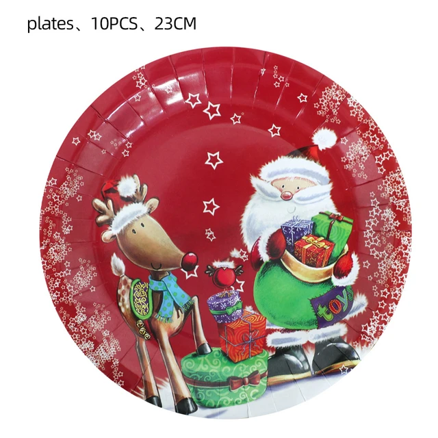 Christmas Santa Party Cups Kids Table Cup Lids/Straws Disposable