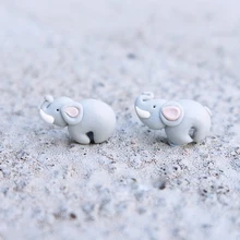 Ручная работа, полимерная глина, милые серьги-гвоздики в виде слона для девочек, детские модные ювелирные изделия, женские Мультяшные 3D серьги в виде животных, подарок