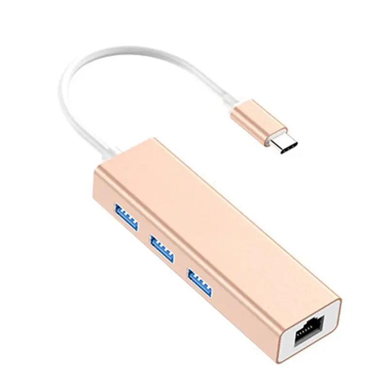 GD Type C-USB 3,0 концентратор RJ45 Ethernet Lan Сетевой адаптер для ноутбуков MacBook Pro - Цвет: GD