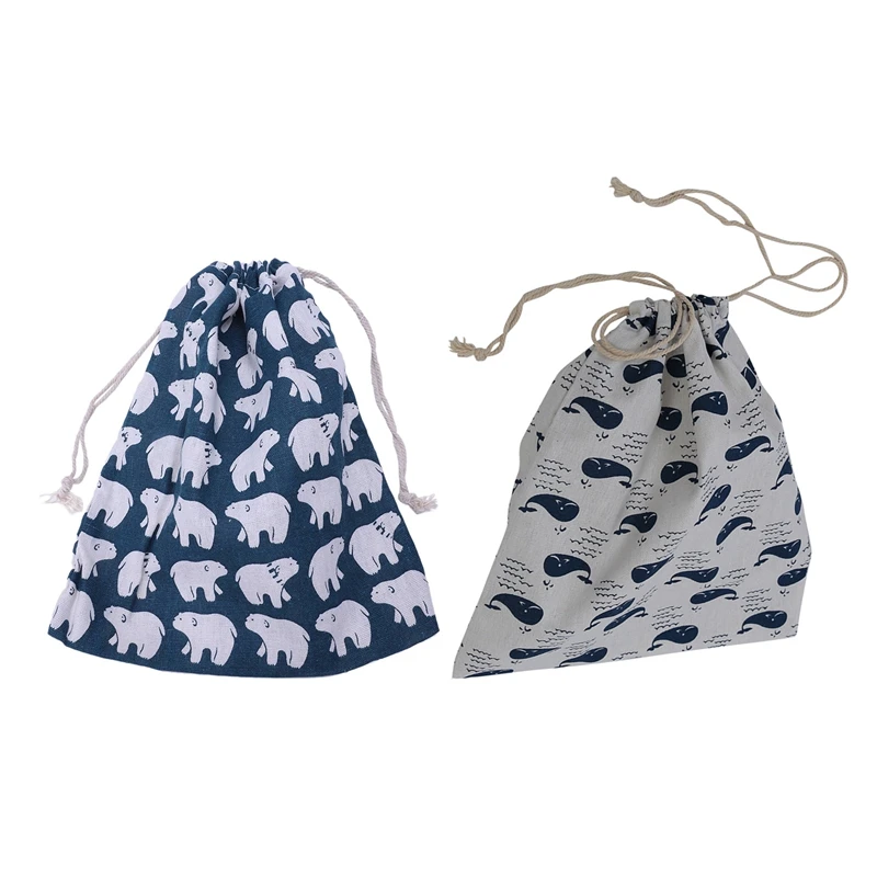 Горячая 2 шт хлопок Путешествия Drawstring Tote Сумка для хранения нижнего белья игрушка сумка для хранения L белый медведь КИТ