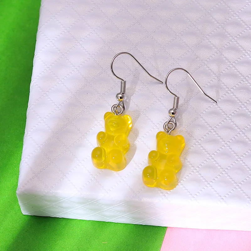 Drop Earrings Dangle Earrings Aihua Creative Cartoon Dice Flower Dinosaur Gummy Mini Bear Earrings for Women Cute Candy Color Clouds Dangles Ear Hook Gifts