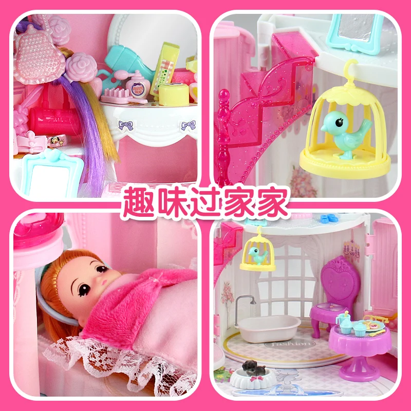 Handmade Doll house Castle DIY House Toy Miniature Dollhouse Birthday Gifts Educational Doll house Toys for children