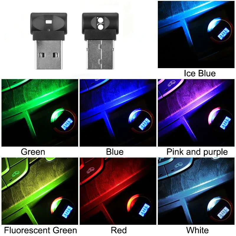 5 Color Mini USB LED Wireless Lamp Car Atmosphere Light Colorful Accessories UK 